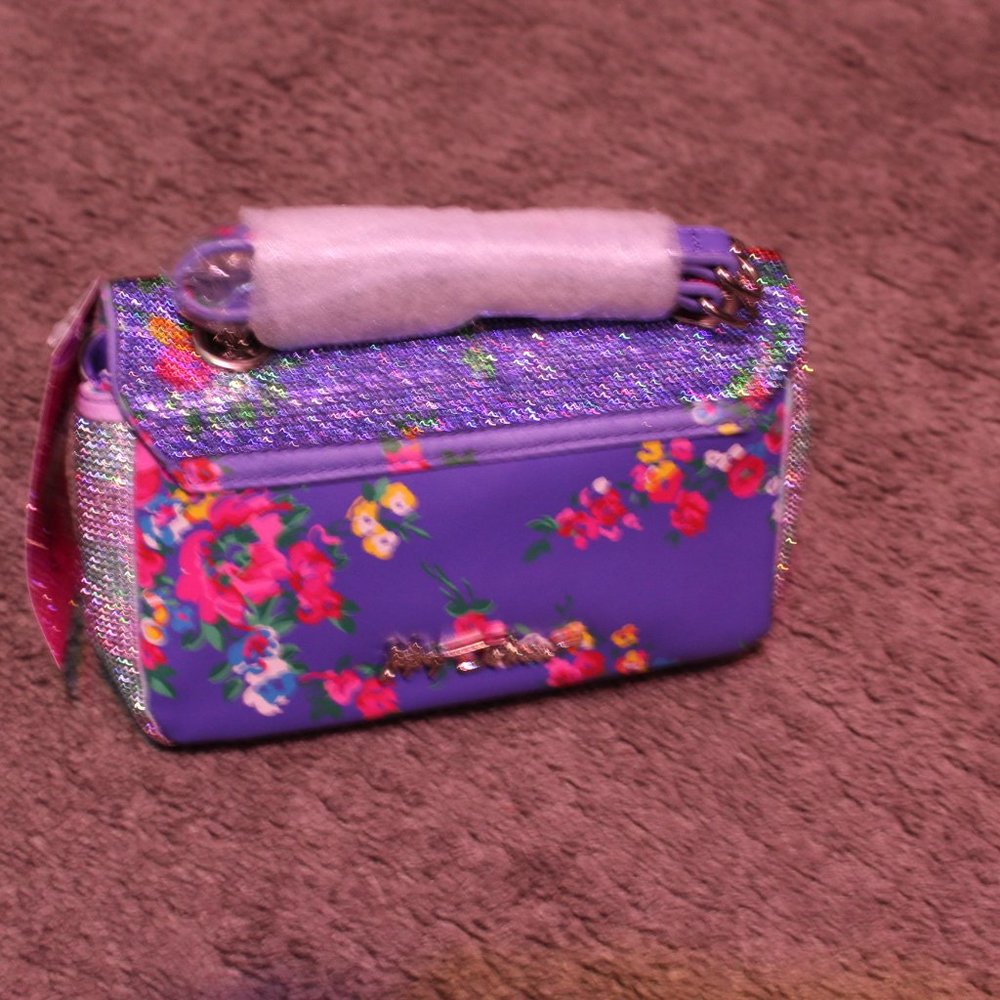 Betsey Johnson Rhinestone Bag Blue with Roses. - Picture 5 of 10